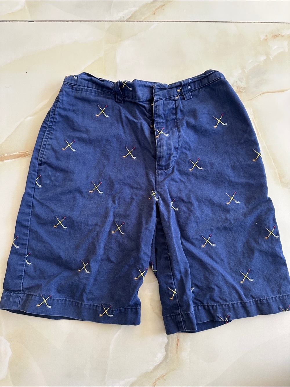 Polo by Ralph Lauren Navy Cotton Shorts with Multicolor Embroidery